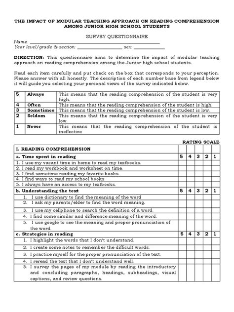 Name Year Level Grade And Section Sex Pdf Reading Comprehension