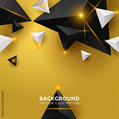 Abstract Black Gold Triangle Background 3D Triangles Modern Wallpaper