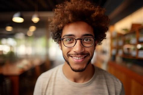 Premium Photo Cheerful Geek Selfie Of A Smiling Man With Glasses In A