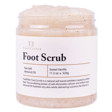 FootFitter Exfoliating Foot Scrub - Natural Salt, Almond Oil, Sweet ...