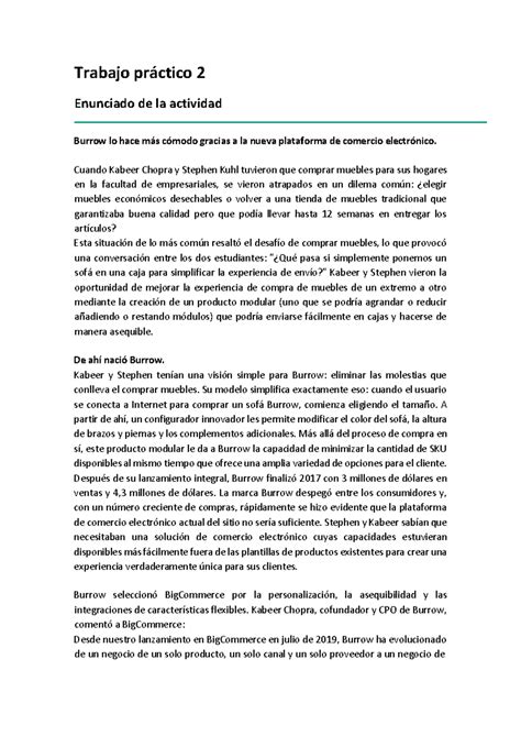 Tp Enunciado De La Actividad Trabajo Pr Ctico Enunciado De La