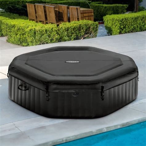 Intex PureSpa Jet And Bubble Deluxe 4 Person Inflatable Hot Tub Onyx Black