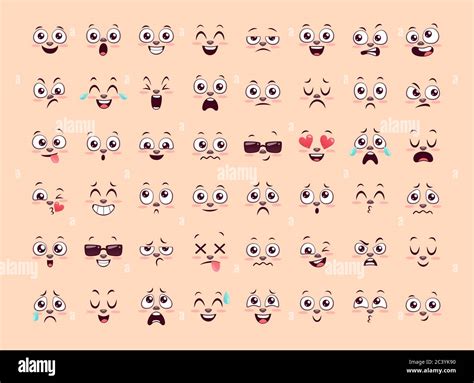 Cute Animal Emoji Collection. Forty eight funny face expressions with ...