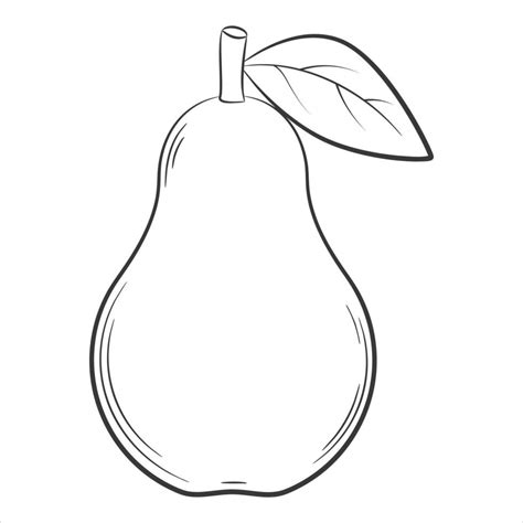 Pear Fruit In A Linear Style Black And White Vector Decorative Element