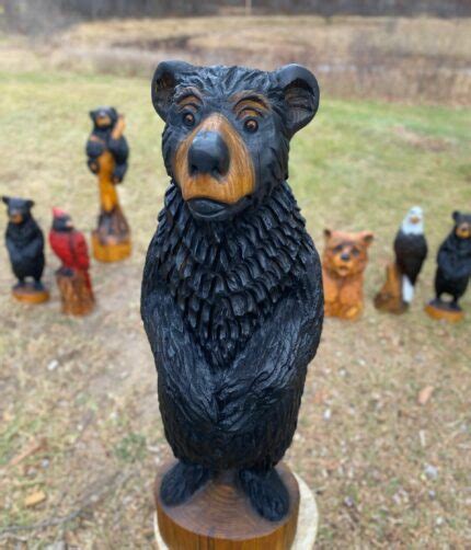 Cubs With Mother Bear Chainsaw Carving Stump Sculpture