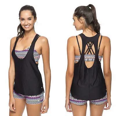 2017 Women Beach Three Piece Suits Swimwear Print Swimsuit Push Up Padded Bikini Bathing Suit