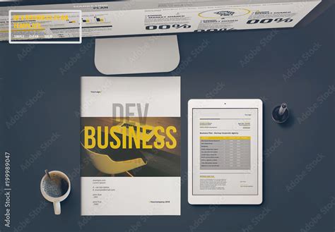 Business Plan Layout With Yellow Accents Stock Template Adobe Stock