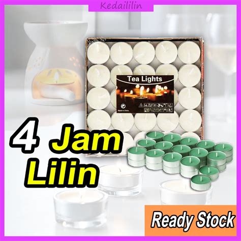 Tealight Candle 50pc Lilin Burner Putih Merah Hijao Kuning Yellow Green