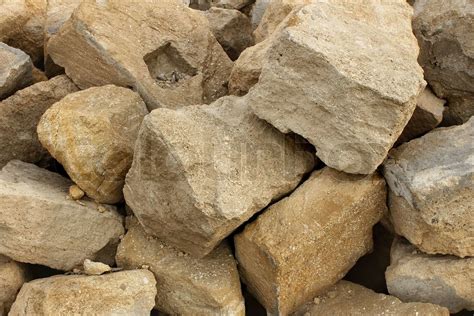 Heap Big Limestone The Stones Used In Construction Stock Image