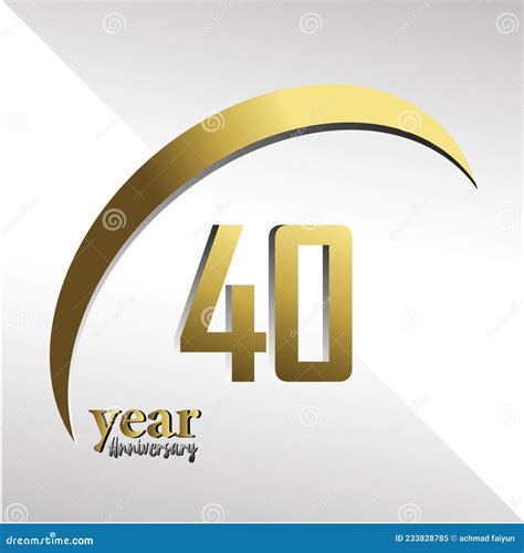 40 Year Anniversary Logo Vector Template Design Illustration Gold And White Stock Illustration