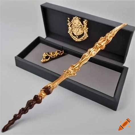 Harry Potter Themed Magic Wand With Black And Gold Crystal On Craiyon