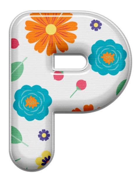 Decorative Letter P With Colorful Flowers