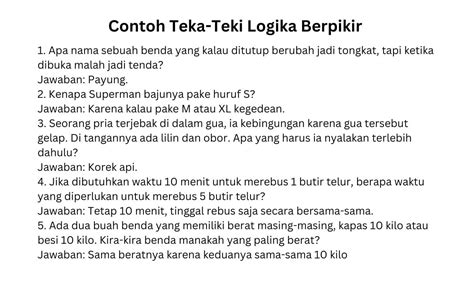 Teka Teki Logika Sulit Dan Jawabannya Yang Menjebak