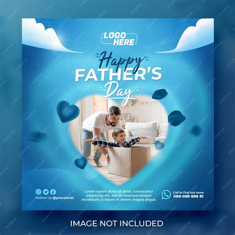 Premium PSD | Post social media happy fathers day template design heart