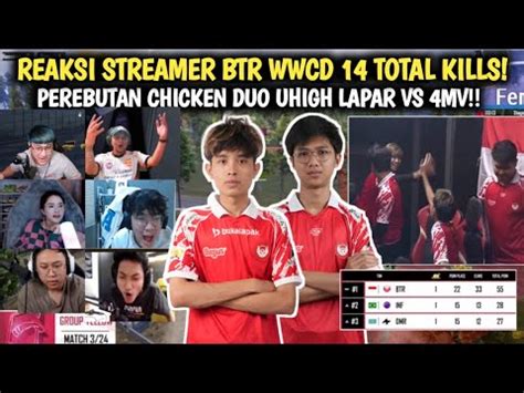 Reaksi Streamer BTR WWCD 14 Total Kills Perebutan Chicken Duo Uhigh