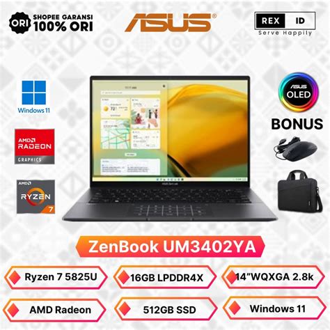 Jual Asus Zenbook Um3402ya Oled Touch Ryzen 7 5825u 16gb 1tb Amd Radeon