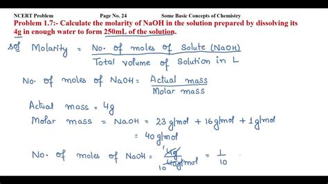 Calculate The Molarity Of Naoh In The Solution Prepared By Dissolving