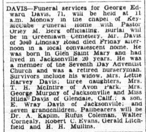 George Edward Davis 1890 1961 Find A Grave Memorial