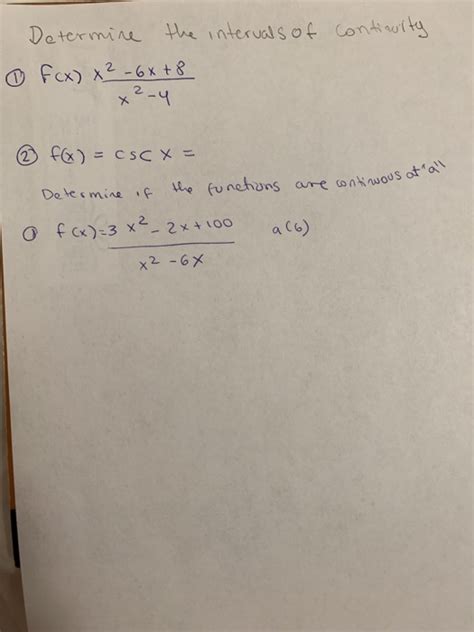 Solved continuity Determine the intervals of f x x² 6x 8 Chegg