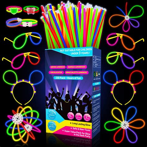 Glow Sticks Party Pack Supplies 8 Inch Glow In The Dark Light Up