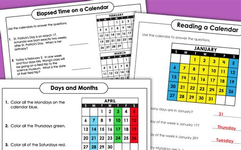 Calendar Math Worksheets