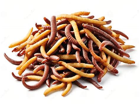 Dried Orange Worms In A White Background Stock Illustration