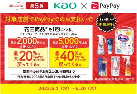 【終了】花王商品購入で20％最大40％還元（上限2500円相当。対象ドラッグストアで2000円以上購入限定。61～630