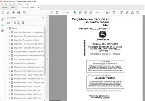 John Deere Cargadora De Tracci N En Las Cuatro L Manual Del Operador