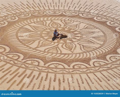 Beautiful Sand Mandala With Its Artist Named Vitor Raposo Editorial