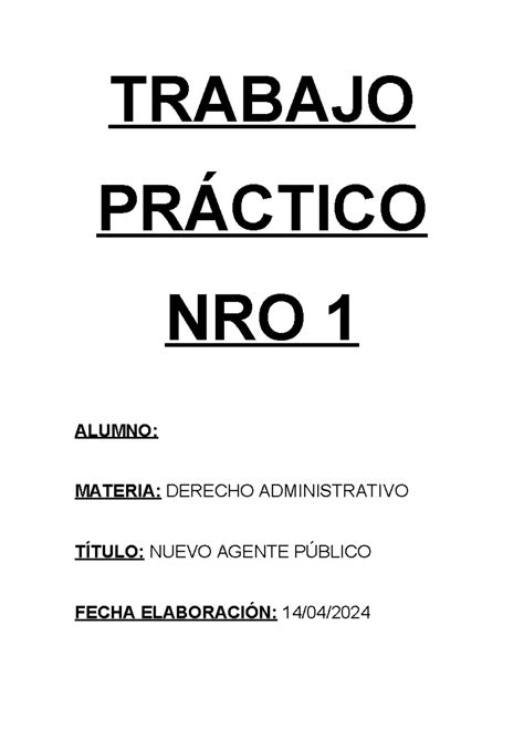 Tp D Adm Aprobado Trabajo Pr Ctico Nro Alumno Materia