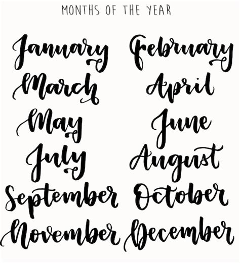 Months of the Year Clip Art Set Word Art Clip Art Brush | Etsy