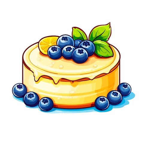 Zitronen blaubeer käsekuchen cartoon vektor illustration Premium Vektor