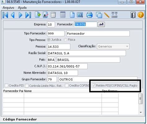 Cross Segmentos Linha Datasul APB Imposto PIS COFINS CSLL