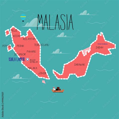 Malaysia Map Vector Stock Vector Adobe Stock