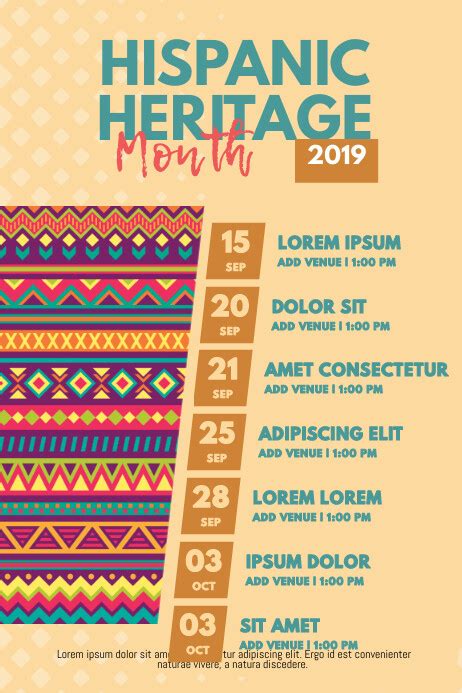 Hispanic Heritage Month Schedule Event Flyer Template Postermywall