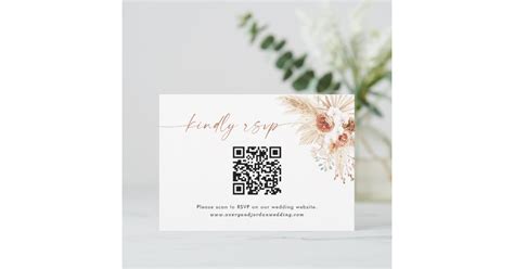Qr Code Response Card Boho Wedding Rsvp Card Zazzle