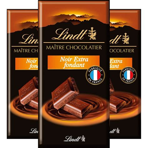 Lindt Tablette De Chocolat Noir Extra Fondant 3 Pièces 3x110g Pas Cher