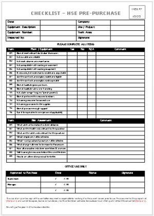 Checklist Weed Inspection And Washdown Workplace Health And Safety