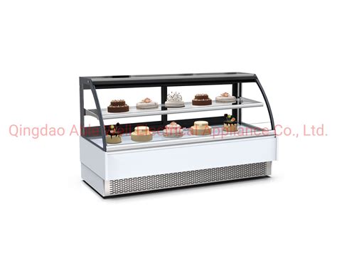 Curved Double Glass Air Cooled Cake Bread Display Bakery Display