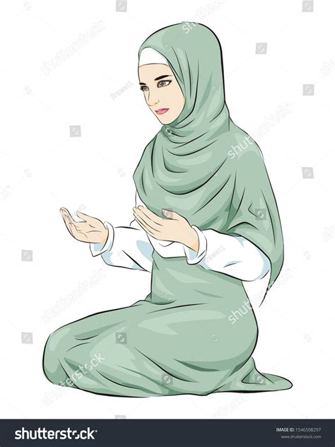 Beautiful Young Muslim Woman Pray Vector Stock Vector Royalty Free 1546508297 Shutterstock