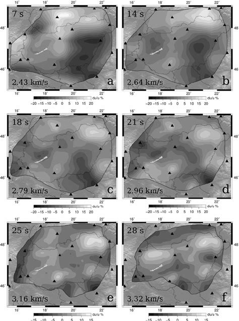 Estimated Rayleigh Wave Group Velocity Maps At Different Periods