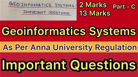 Geoinformatics Systems Important Questions Anna University Tamil