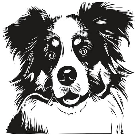 Chien de berger australien illustration dessinée à la main noir et