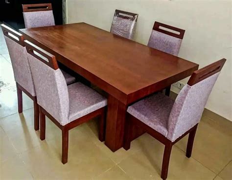 Rectangular 6 Seater Teek Wood Dining Table Set At Rs 47000 Set In