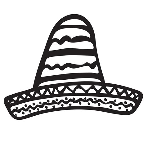 Sombrero. A Mexican hat with a wide brim. vector illustration. Doodle ...