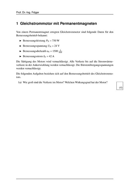 Klausur Elektrische Antriebe Mit Loesung A