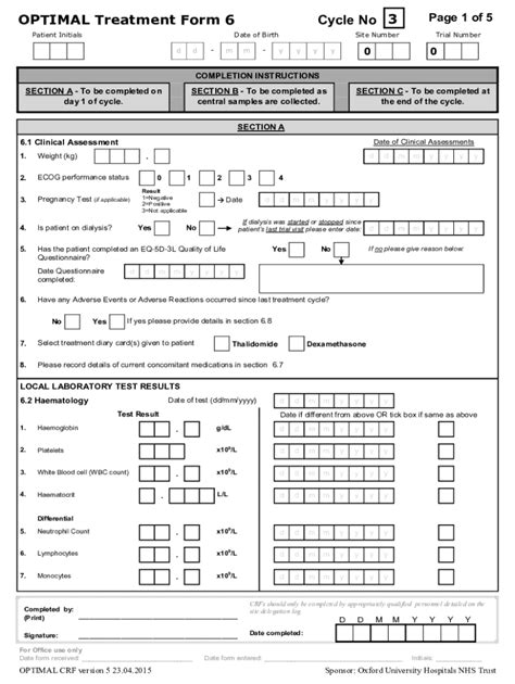 Fillable Online Nssg Oxford Haematology Org Optimal Treatment Form