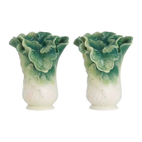 The Jade Cabbage Design Sculptured Porcelain Salt Pepper Shakers