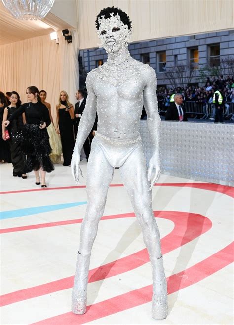 Lil Nas X Goes Bizarre In Crystal Outfit With Metallic Thong And