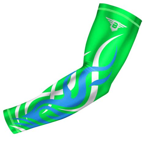 Bucwild Sports Green Light Blue Flame Compression Arm Sleeve Youth And Adult Sizes